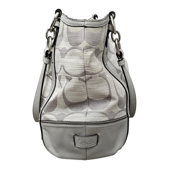 Coach Alexandra Signature Canvas Leather Trim Gray Large Shoulder Bag COA - Picture 12 of 14